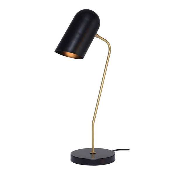 Josephine Antique Brass Table Lamp With Black Metal Shade – Nate