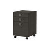 16" Modern Mobile 3-Drawer File Cabinet in Charcoal Maple