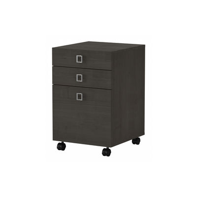 16" Modern Mobile 3-Drawer File Cabinet in Charcoal Maple