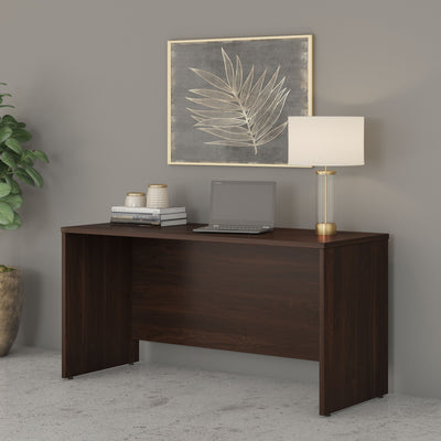 60" Modern Office Desk with Privacy Panel in Black Walnut