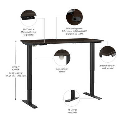 72" Modern Adjustable Standing Office Desk in Mocha Cherry