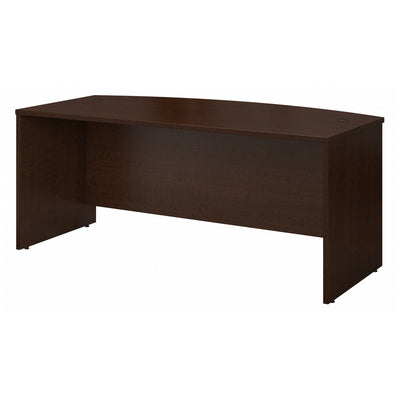 72" Bow-Front Elegant Executive Desk in Mocha Cherry