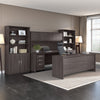 Storm Gray U-shaped Desk with Hutch & Included Lateral File, Mobile File, & Bookcase