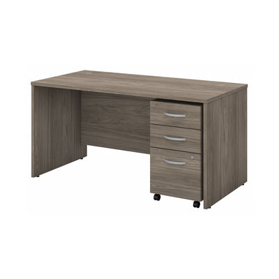 Modern Hickory 60" Executive Desk with Mobile Pedestal