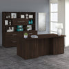 72" L-Shaped Modern Executive Desk with Drawers in Black Walnut