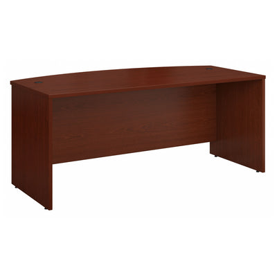 72" Bow-Front Modern Executive Desk in Mahogany