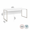 72" Modern Executive Office Desk with Metal Legs in White