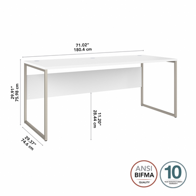 72" Modern Executive Office Desk with Metal Legs in White