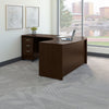 60" Left-Handed L-shaped Desk with Mobile Pedestal in Mocha Cherry