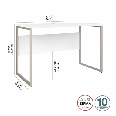 48" Modern Office Desk with Metal Legs in White