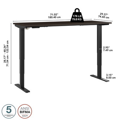 72" Modern Adjustable Standing Office Desk in Mocha Cherry