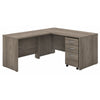 Modern Hickory 60" x 72" L-shaped Desk with Mobile Pedestal