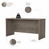 60" Modern Office Desk with Privacy Panel in Modern Hickory