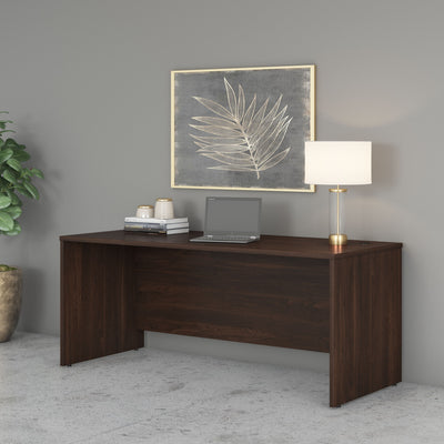 72" Modern Office Desk with Privacy Panel in Black Walnut