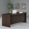 72" Modern Bow-Front Executive Desk with Privacy Panel in Black Walnut