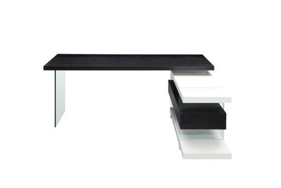 Uber Modern White Lacquer & Wenge Desk with Glass Legs