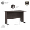 48" Modern Office Desk in Storm Gray