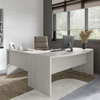 72" Modern L-Shaped Bow-Front Office Desk in Gray Sand