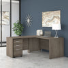 Modern Hickory 60" x 72" L-shaped Desk with Mobile Pedestal