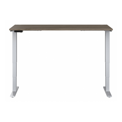 72" Large Modern Adjustable Standing Office Desk in Modern Hickory with Metallic Base