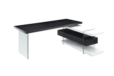 Uber Modern White Lacquer & Wenge Desk with Glass Legs