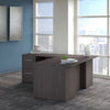 72" L-Shaped Modern Executive Desk with Drawers in Storm Gray