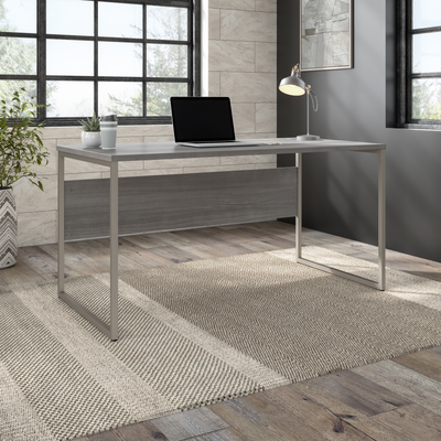 60" Modern Office Desk with Metal Legs in Platinum Gray