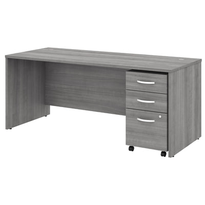 Platinum Gray 60" Modern Executive Desk with Mobile Pedestal