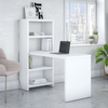 56" Modern Office Bookcase Desk in Pure White