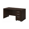 Black Walnut 60" Office Desk with Mobile Pedestal