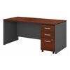 66" Modern Office Desk with Mobile Pedestal in Hansen Cherry