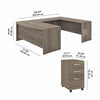 Modern Hickory 72" U-Shaped Desk with Mobile Pedestal