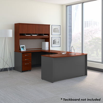 Modern 60" x 102" U-shaped Desk with Hutch in Hansen Cherry