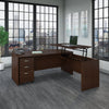 72" x 78" Mocha Cherry L-Shaped Desk with Sit/Stand Return and Mobile File