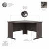 48" Modern Corner Office Desk in Storm Gray