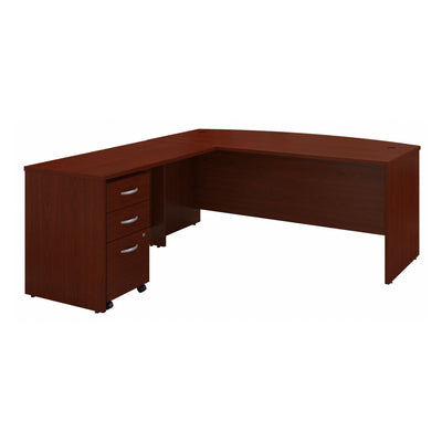 72" Mahogany Bow-Front Office Desk with Return and Mobile Pedestal