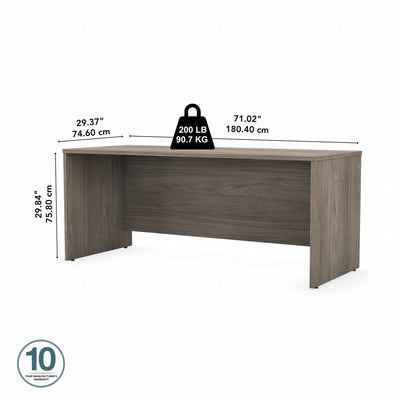 72" Modern Office Desk with Privacy Panel in Modern Hickory