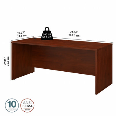 72" Modern Office Desk with Privacy Panel in Hansen Cherry