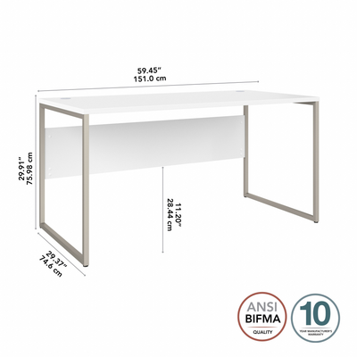 60" Modern Office Desk with Metal Legs in White