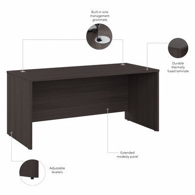 66" Modern Office Desk with Privacy Panel in Storm Gray