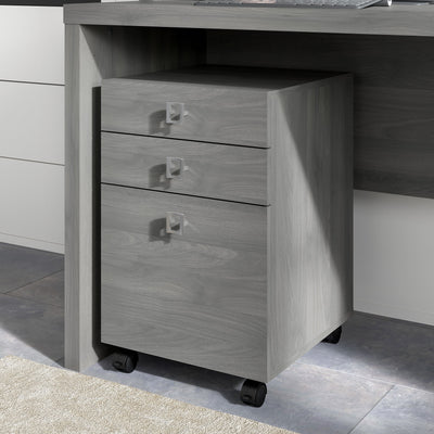 16" Mobile 3-Drawer File Cabinet in Modern Gray Finish