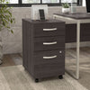 16" Pre-Assembled Mobile 3-Drawer File Cabinet in Storm Gray