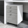 16" Mobile 3-Drawer File Cabinet in Modern Gray/White