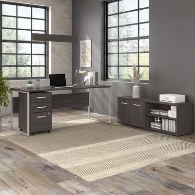 72" Modern Executive Office Desk with Metal Legs in Storm Gray