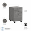 16" Mobile 3-Drawer File Cabinet in Modern Gray Finish