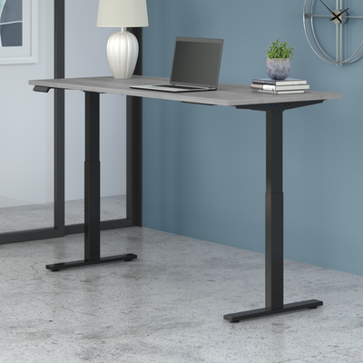 72" Modern Standing Office Desk in Platinum Gray with Black Base