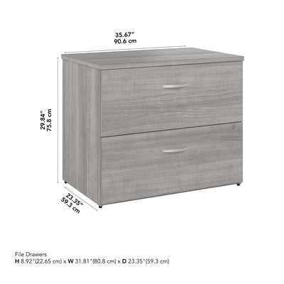 36" Pre-Assembled Modern Lateral File Cabinet in Platinum Gray