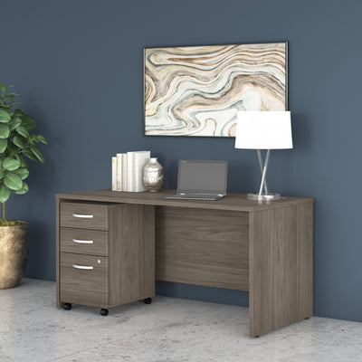 Modern Hickory 60" Executive Desk with Mobile Pedestal