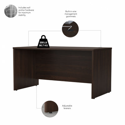 60" Modern Office Desk with Privacy Panel in Black Walnut