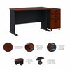 48" Modern Desk with 3-Drawer Mobile Pedestal in Hansen Cherry/Galaxy